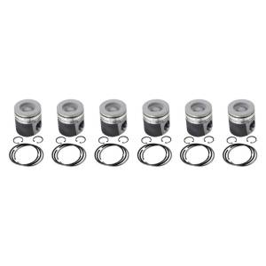 Industrial Injection MAHLE Balanced Stock Piston Kit for Dodge (1989-98) 5.9L 12v Cummins, 2nd Gen (Standard Size W /Rings, Wristpins & Clips)