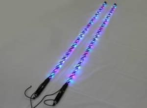 BTR Pro Series Whip Lights, Twisted Multicolor 6' Whip Pair w/ Remote