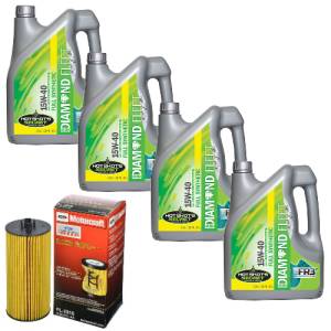 Oil Change Kit for Ford (2003-10) 6.0L & 6.4L Power Stroke (Motorcraft Oil Filter with Hot Shot's Green Diamond Fleet FULL Synthetic Oil)