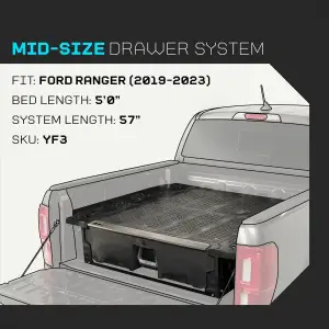 Decked - DECKED Truck Bed Storage Drawers & Base Accessory Pack for Ford (2024-25) Ranger w/ Decked Out Package (6 FT Bed) - Image 3