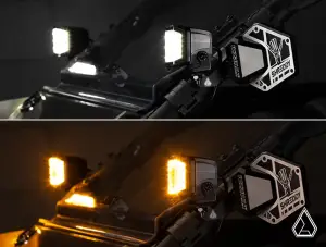 SuperATV Assault Industries 3" LED Pod Lights for Can-Am (2017-24) Maverick X3 / Polaris (2008-24) RZR (Amber + White Lights)