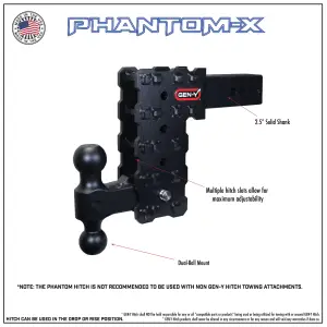 GEN-Y Hitch - GEN-Y Hitch PHANTOM-X Drop Hitch (2.5″ Shank) 16K (Includes Dual Ball Mount, w/ 7.5" Drop (4 Adjustable Positions)) - Image 5
