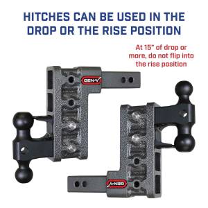 GEN-Y Hitch - GEN-Y Hitch MEGA-DUTY 10K Drop Hitch (2″ Shank), 22.5" Drop (10 Adjustable Positions), Includes Dual Ball Mount and Pintle Lock - Image 4