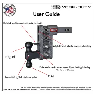 GEN-Y Hitch - GEN-Y Hitch MEGA-DUTY 10K Drop Hitch (2″ Shank), 7 1/2" Offset Drop (6 Adjustable Positions), Adjustable Receiver Only - Image 5