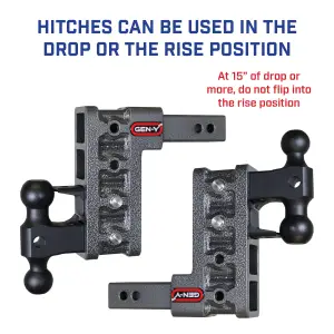 GEN-Y Hitch - GEN-Y Hitch MEGA-DUTY 21K Drop Hitch (2.5″ Shank), 12" Drop (5 Adjustable Positions), Includes Dual Ball Mount and Pintle Lock - Image 4