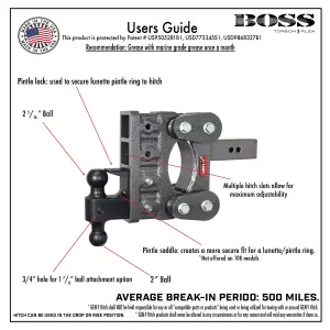 GEN-Y Hitch - GEN-Y Hitch The BOSS (Torsion-Flex) 32K Drop Hitch (2.5″ or 3″ Shank), 3" Receiver (32K), 6" Drop (4 Adjustable Positions), Includes Dual Ball Mount and Pintle Lock - Image 7