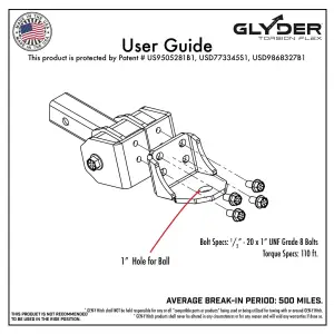 GEN-Y Hitch - GEN-Y Hitch The Glyder 7K (Torsion-Flex) Ball Mount (2″ Shank), Glyder Torsion Flex x/Bolt-On 6" Drop - Image 4