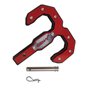 GEN-Y Hitch The Hulk Tow Hook, 2" Receiver (2 1/2" Receiver (21K), Includes Pin, Red