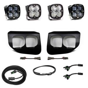 Baja Designs Squadron SAE/Pro Fog Pocket Light Kit for Ford (2020-22) F-250/350 Super Duty, SAE Fog Light Pattern, Clear Lens, Upfitter Wiring