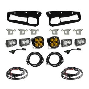 Baja Designs Squadron SAE/Dual S2 Sport Steel Bumper Fog Pocket Light Kit for Ford (2021-25) Bronco / (2022-25) Bronco Raptor w/ OE Steel Bumper, SAE Fog Light Pattern, Baja Amber Lens, Toggle Wiring
