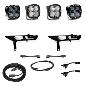 Baja Designs Squadron SAE/Pro Fog Pocket Light Kit for Ford (2021-23) F-150 w/o Daytime Running Lights (DRL), SAE Fog Pattern, Clear Lens, Upfitter Wiring
