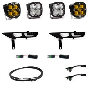 Baja Designs Squadron SAE/Sport Fog Pocket Light Kit for Ford (2021-23) F-150 w/ Daytime Running Lights (DRL), SAE Fog Light Pattern, Baja Amber Lens, Upfitter Wiring