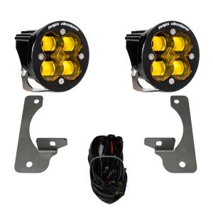 Baja Designs Squadron R SAE Fog Pocket Light Kit for Jeep (2010-18) Wrangler JK; w/ Premium OE Bumper (SAE Fog Light Pattern, Baja Amber Lens)