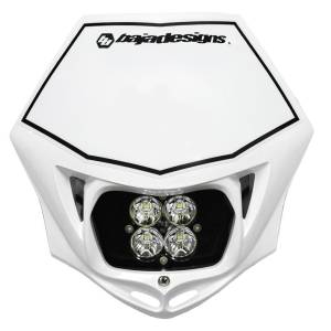 Baja Designs Motorcycle Squadron Sport (A/C) Headlight Kit w/ Shell - Universal (White, Spot Light Pattern, Clear Lens)