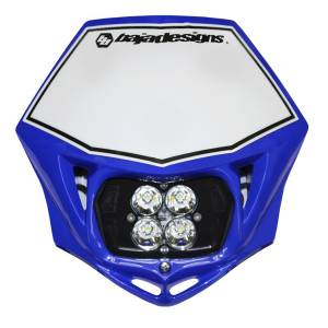 Baja Designs Motorcycle Squadron Sport (D/C) Headlight Kit w/ Shell - Universal (Blue, Spot Light Pattern, Clear Lens)