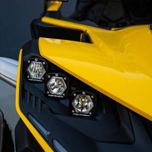 Baja Designs Triple S1 "Unlimited" Headlight Kit  Can-Am (2024-25) Maverick R, Multi-Pattern/Laser Spot Light Pattern, Clear Lens