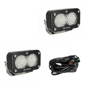Baja Designs S2 Pro Black LED Auxiliary Light Pod Pair - Universal, Work/Scene Light Pattern, Clear Lens