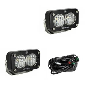Baja Designs S2 Pro Black LED Auxiliary Light Pod Pair - Universal, Wide Cornering Light Pattern, Clear Lens