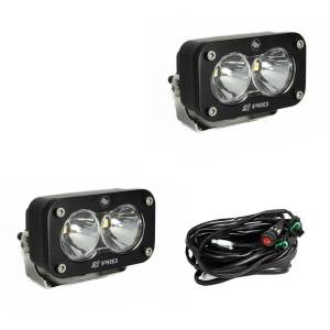 Baja Designs S2 Pro Black LED Auxiliary Light Pod Pair - Universal, Spot Light Pattern, Clear Lens