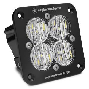 Baja Designs Squadron Pro Black Flush Mount LED Auxiliary Light Pod - Universal, Wide Cornering Light Pattern, Clear Lens
