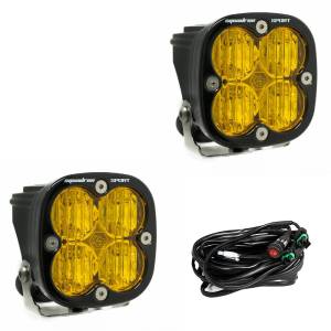 Baja Designs Squadron Sport Black LED Auxiliary Light Pod Pair - Universal (Wide Cornering Light Pattern, Baja Amber Lens)