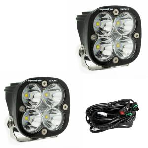 Baja Designs Squadron Sport Black LED Auxiliary Light Pod Pair - Universal (Spot Light Pattern, Clear Lens)