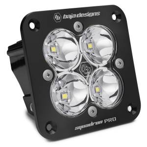 Baja Designs Squadron Pro Black Flush Mount LED Auxiliary Light Pod - Universal, Work/Scene Cornering Light Pattern, Clear Lens