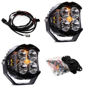 Baja Designs LP4 Pro LED Auxiliary Light Pod Pair, Spot Light Pattern, Clear Lens, Amber Backlight - Universal