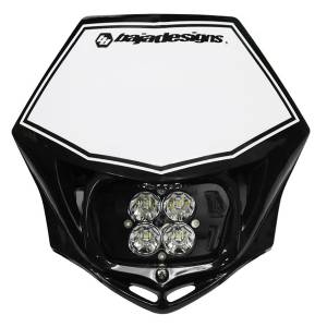 Baja Designs Motorcycle Squadron Pro (D/C) Headlight Kit w/ Shell - Universal, Black Shell, Spot Light Pattern, Clear Lens