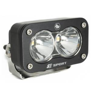 Baja Designs S2 Sport Black LED Auxiliary Light Pod - Universal (Spot Light Pattern, Clear Lens)