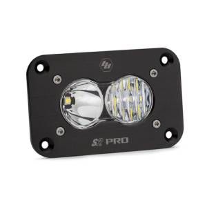 Baja Designs S2 Pro Black Flush Mount LED Auxiliary Light Pod - Universal, Driving/Combo Light Pattern, Clear Lens