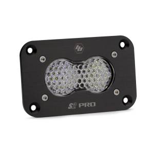 Baja Designs S2 Pro Black Flush Mount LED Auxiliary Light Pod - Universal, Work/Scene Light Pattern, Clear Lens