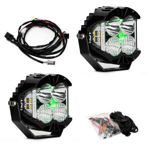 Baja Designs LP4 Pro LED Auxiliary Light Pod Pair Driving/Combo Light Pattern, Clear Lens, Green Backlight - Universal
