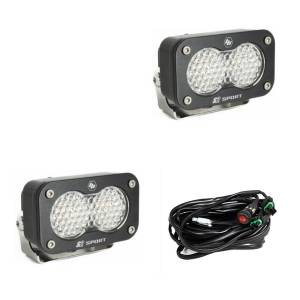 Baja Designs S2 Sport Black LED Auxiliary Light Pod Pair - Universal (Work/Scene Light Pattern, Clear Lens)