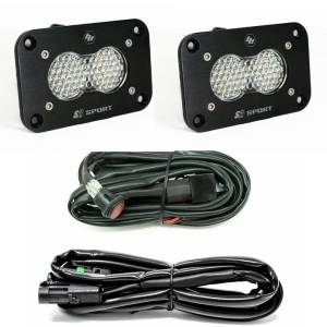 Baja Designs S2 Sport Black Flush Mount LED Light Pod Reverse Kit - Universal (Work/Scene Light Pattern, Clear Lens)