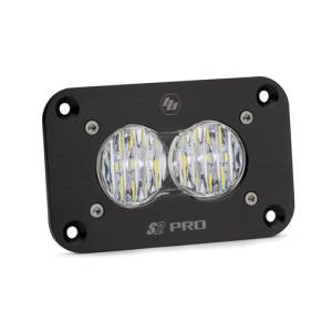 Baja Designs S2 Pro Black Flush Mount LED Auxiliary Light Pod - Universal, Wide Cornering Light Pattern, Clear Lens