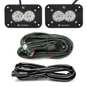 Baja Designs S2 Sport Black Flush Mount LED Light Pod Reverse Kit - Universal (Wide Cornering, Clear Lens)