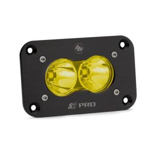 Baja Designs S2 Pro Black Flush Mount LED Auxiliary Light Pod - Universal, Spot Light Pattern, Baja Amber Lens