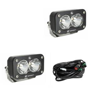 Baja Designs S2 Sport Black LED Auxiliary Light Pod Pair - Universal (Spot Light Pattern, Clear Lens)