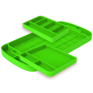 S&B Silicone Tool Tray 3 Piece Set, Lime Green