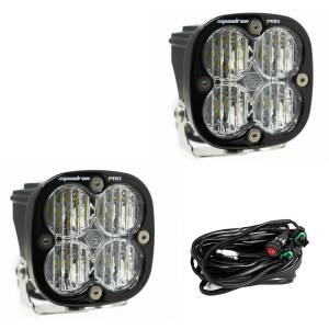 Baja Designs Squadron Pro Black LED Auxiliary Light Pod Pair - Universal, Wide Cornering Light Pattern, Clear Lens