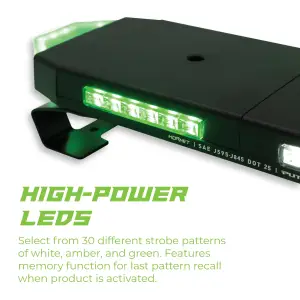 Putco - Putco 24" Green Hornet LED Stealth Rooftop Strobe Light Bar (Amber, White & Green) - 24" Tri-Color Strobe Lights - Image 3
