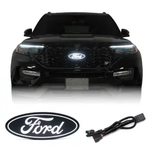 Putco - Putco Luminix White Oval LED Grille Emblem Fits Ford (2024) Explorer - Includes OEM Plug-N-Play Quick Connect into Headlamp (Front Grille, White LED's) - Image 1