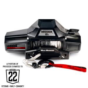 Mile Marker - Mile Marker Mission Winch Flag Series, 12,000 Pound (Thin Red Line Edition) - Image 1