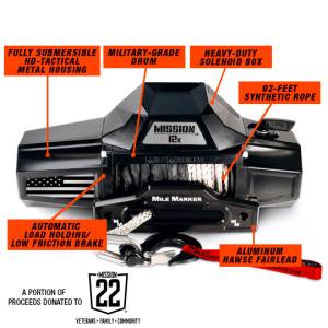 Mile Marker - Mile Marker Mission Winch Flag Series, 12,000 Pound (Patriot Edition) - Image 3