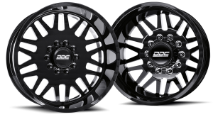 DDC Dually Wheels Aftermath Black/Mill 22x8.25 10x225 SS Fronts 05-10 Ford 15-25 F-450/F-550 Dodge Ram 08-25 4500/5500