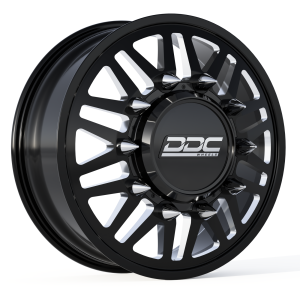 DDC Dually Wheels Aftermath Black/Milled 20X8.25 10X225 Super Duty/Ram Dually Wheel Kit F-450 05-10 F-450 15-25 Ram 4500 08-25