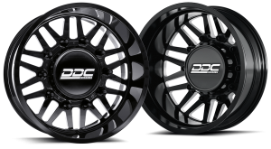 DDC Dually Wheels Aftermath Black/Mill 22x8.25 8x210 SS Fronts For 11-25 Silverado/Sierra 3500
