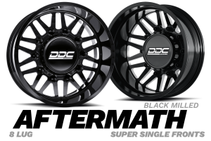 DDC Wheels - DDC Dually Wheels Aftermath Black/Mill 22x8.25 8x165 SS Fronts For 94-18 Dodge Ram 3500 92-10 Silverado/Sierra 3500 87-97 Ford F-350 - Image 2