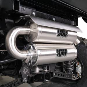 HMF Exhaust Systems for Yamaha (2021-26) Wolverine RMAX (Titan Quiet Series, Slip On System, Stainless Steel, Billet - Recessed Blackout End Cap)